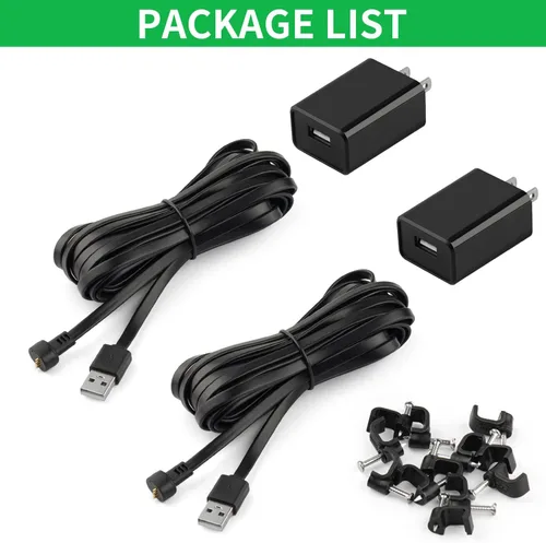 Vista 7 de Paquete de 2 adaptadores de corriente para Google Nest Cam (batería), con cable de carga resistente a la intemperie de 16.4 pies (16.4 ft) que Negro