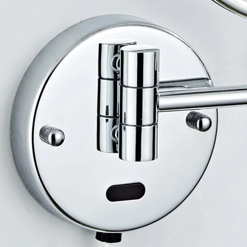 Vista 7 de GAUDIE Espejo de maquillaje LED con sensor inteligente con luces y aumento de 10X, espejo de tocador extensible giratorio de doble cara montado