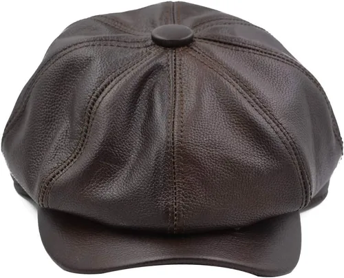 Vista 9 de Sombrero clásico de cuero de 8 paneles Gatsby Newsboy Ivy para hombre de moda