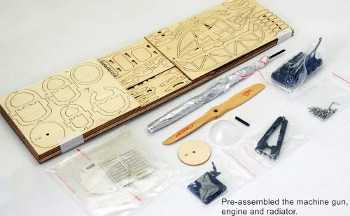 Vista 7 de Viloga Rompecabezas de madera 3D de avión de albatros D.III, kit de modelo de biplano de madera de balsa cortado con láser, rompecabezas de madera