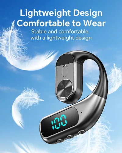 Vista 7 de Xmenha Auriculares inalámbricos con Bluetooth de una oreja para colocar sobre el oído abierto, auricular con manos libres, 180°, giratorio