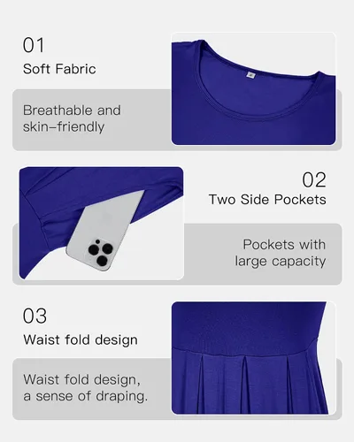 Vista 2 de AUSELILY - Minivestido de manga corta para mujer, plisado, con volantes, acampanado, con botón