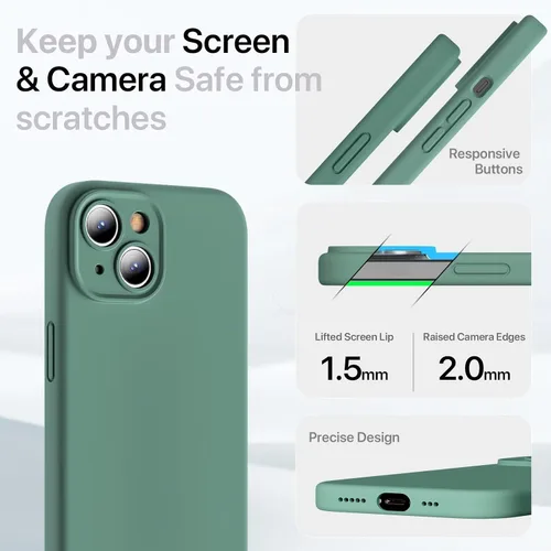 Vista 2 de GOODVISH Funda compatible con iPhone 15, silicona mejorada [protección mejorada de la cámara] funda para teléfono con 2 protectores de pantalla
