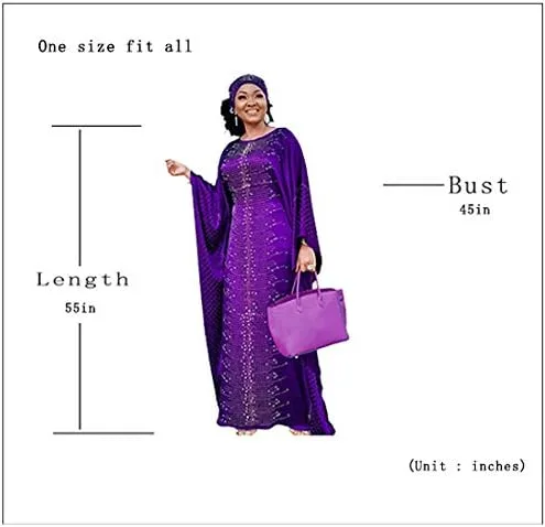 Vista 5 de HD Vestidos largos africanos para mujer vestido largo de caftán con cuentas de diamantes de imitación