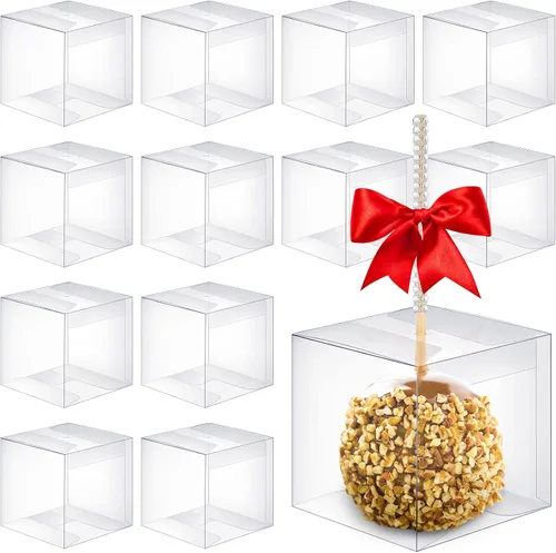 Vista 8 de Juexica 30 cajas de manzana de caramelo con agujero, cajas de regalo de Negro