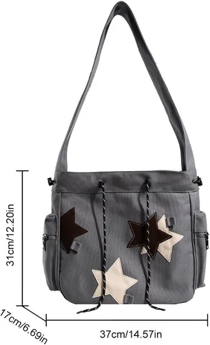 Vista 6 de Lindo bolso de mensajero kawaii de lona, bolso cruzado estético para mujeres y hombres, bolsa de mensajero con solapa