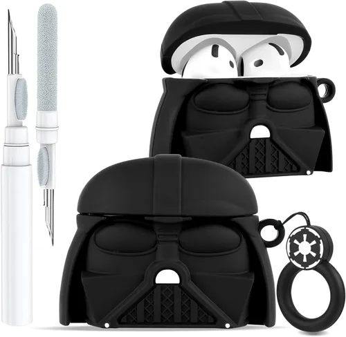 Vista 8 de Toyuma Funda para AirPods 4, diseño de dibujos animados kawaii, divertida funda de silicona suave 3D con llavero y kit de limpieza para mujeres