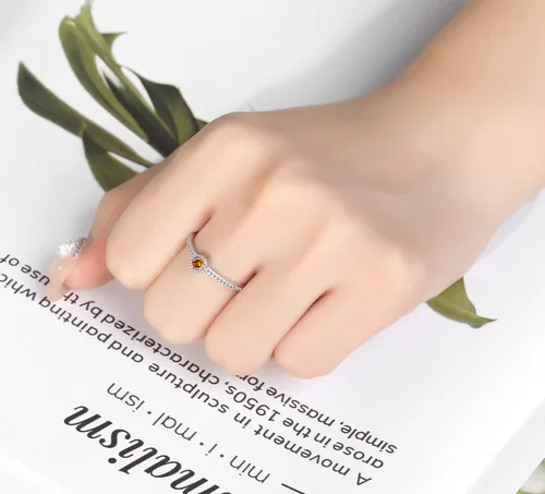 Vista 3 de Birthstone Stackable Rings for Women S925 Sterling Silver Heart Stacking Ring Knuckle Rings Band for Best Friends Christmas Anniversary Birthday
