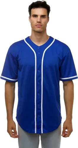 Vista 10 de JC DISTRO Camiseta de béisbol de manga corta con botones para hombre