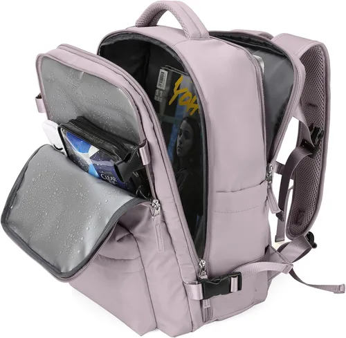 Vista 51 de WONHOX - Mochila grande, aprobada para vuelo, unisex, para viajes, trabajo, negocios o laptop, a1-Negro, Medium