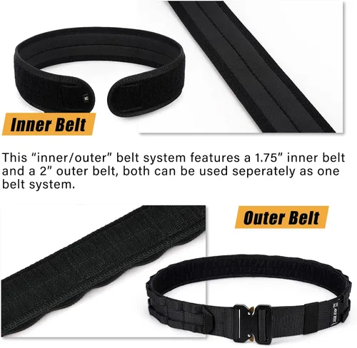 Vista 6 de Tactical Belt with Buckle Molle Belt Security Utility Belt with Pouch Heavy Duty Battle Belt with Premium Pouch Negro
