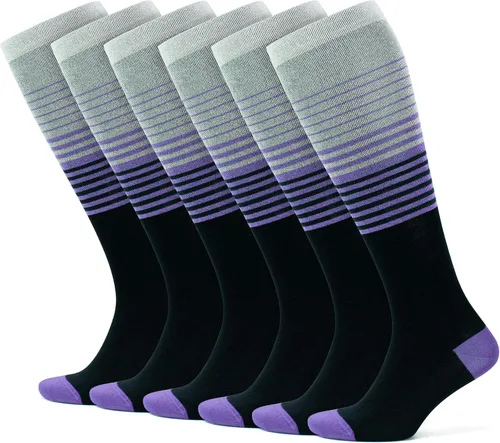 Vista 9 de GoWith 3 pares de calcetines de compresión unisex de 15-20 mmHg, de rayón hecho de bambú, transpirables, para hombres y mujeres Beige - 3 pares