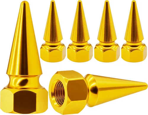 Vista 22 de 4 piezas de tapas de válvula de rueda con forma de punta, tapa de aire de aluminio para automóviles, cubiertas universales de válvula de rueda a