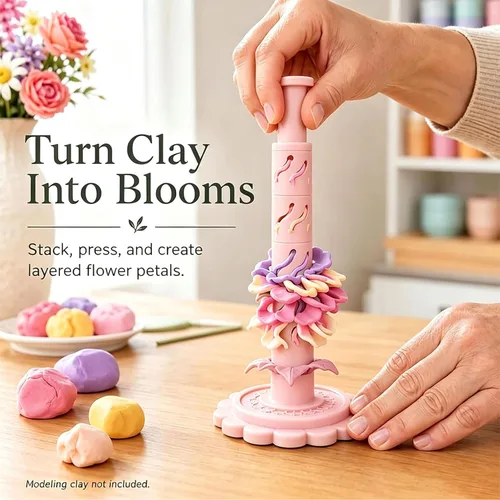 Vista 3 de Modular Clay Bloom Maker, Reusable Press Mold for Polymer and Clay Pink