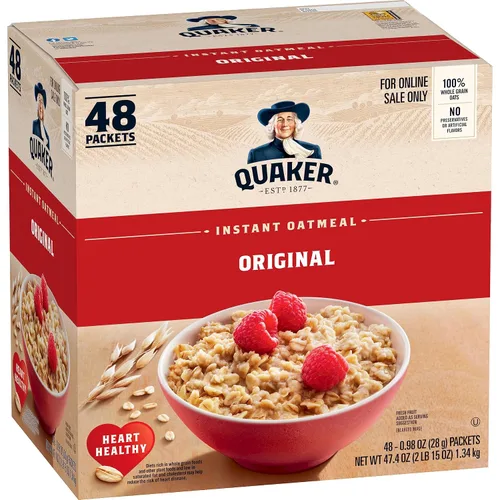 Vista 7 de Avena instantánea Quaker Immunity, paquete variado de 3 sabores, buena fuente de vitaminas C, D y zinc, granos enteros, sin sabores artificiales