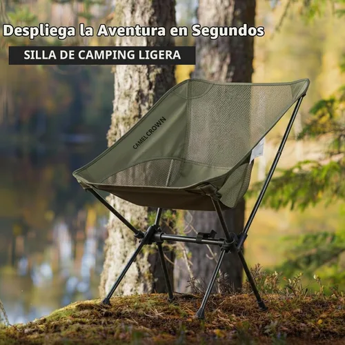 Vista 3 de CAMEL CROWN Silla de camping resistente para mochileros, silla plegable ultraligera con bolsa de transporte, portátil compacta para exteriores