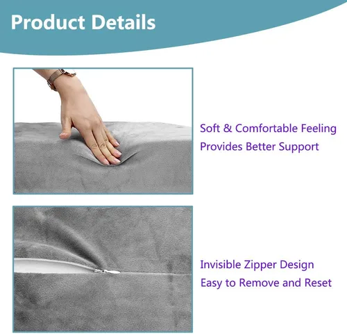 Vista 4 de Zelen Almohada de elevación para piernas, cuña de espuma para dormir, almohadas elevadas, cojín ortopédico, soporte para rodilla, tobillo, soporte