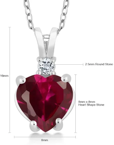Vista 4 de 2.27ct forma de corazón rojo rubí blanco Topacio Oro Blanco De 14K Colgante