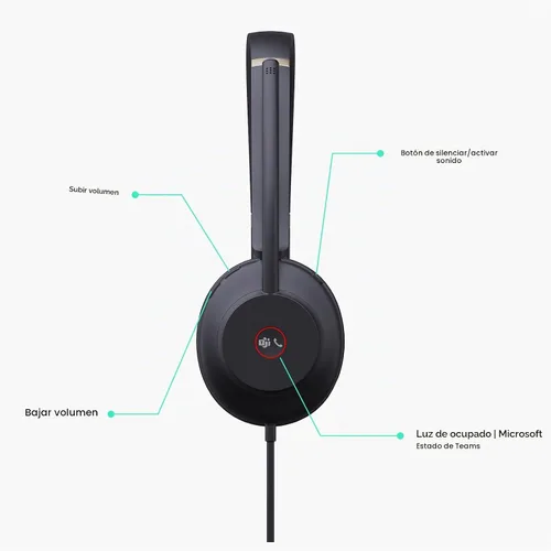 Vista 3 de Yealink UH37 - Auriculares USB con micrófono para PC y laptop, auriculares