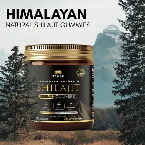 Vista 7 de SAHAK Gomitas Shilajit, fuerza del Himalaya y apoyo energético para hombres y mujeres con Ashwagandha KSM-66, miel de manuka MGO y más de 85