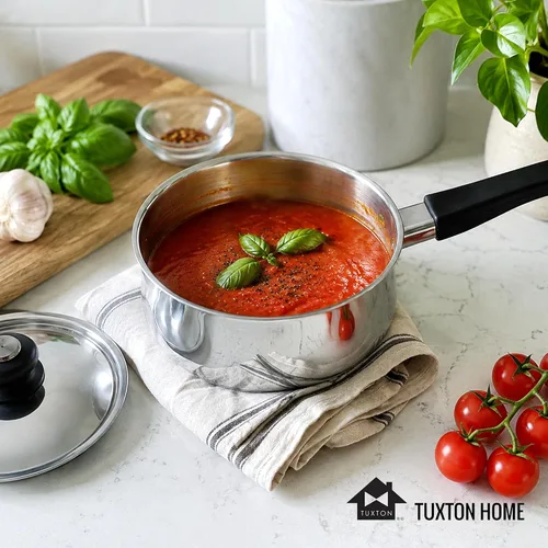 Vista 2 de Tuxton Home Nevada - Cacerola cubierta de 2 cuartos de galón; acero inoxidable, libre de PFTE y PFOA, apta para congelador a horno, compatible