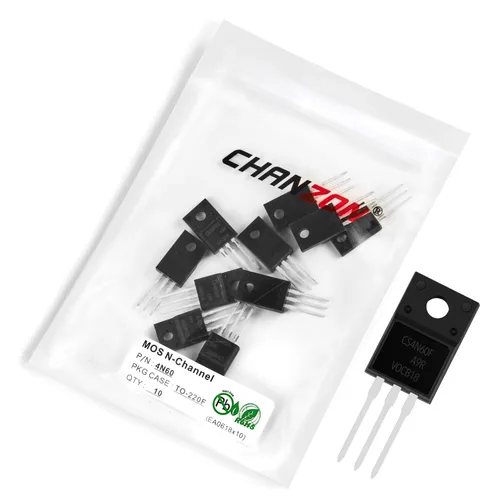 Vista 97 de Chanzon 2N60 TO-220AB NMOS MOS N-Channel Power MOSFET Transistor, alto voltaje y corriente nominal, (paquete de 10 unidades)