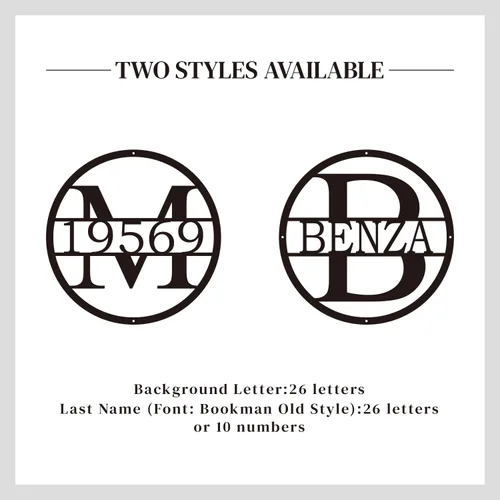 Vista 5 de Monogram Letter Metal Sign, Custom Metal Name Sign Address Numbers, Metal Wall Art, Family Wall Decor, Outdoor Metal Sign, Personalized Family Name