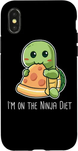 Vista 5 de Funda para iPhone 11 Pro Max I'm On The Ninja Diet Divertida Tortuga Comiendo Pizza Nerd Geek