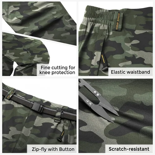 Vista 6 de SIKAINI Pantalones tácticos de secado rápido para hombre, ligeros, impermeables, para senderismo, Ripstop, con cinturón