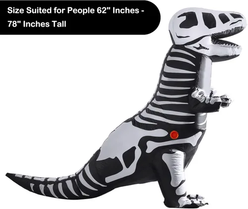 Vista 3 de Disfraz inflable de dinosaurio para Halloween disfraz inflable de esqueleto T-Rex de cuerpo completo