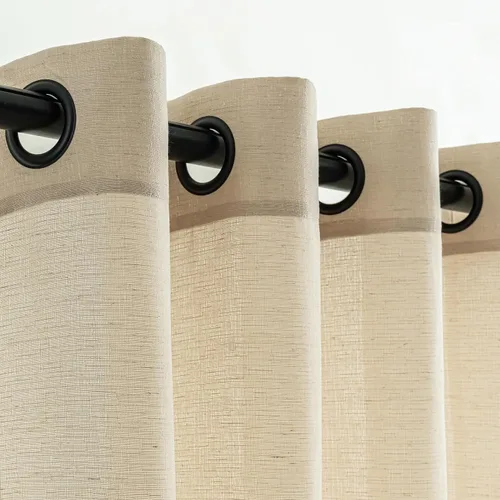 Vista 8 de Cortinas de lino natural de 96 pulgadas de largo, 2 paneles para sala de estar, cortinas de lino semitransparentes con ojales negros, cortinas