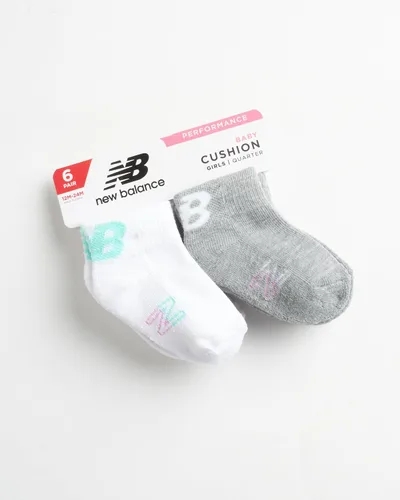 Vista 2 de New Balance Calcetines para bebé, paquete de 6 calcetines acolchados de corte de un cuarto (bebébebé)