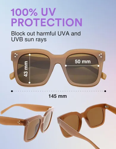 Vista 13 de zeroUV - Gafas de sol cuadradas retro de moda de gran tamaño para mujer estilo vintage 1.969 pulgadas