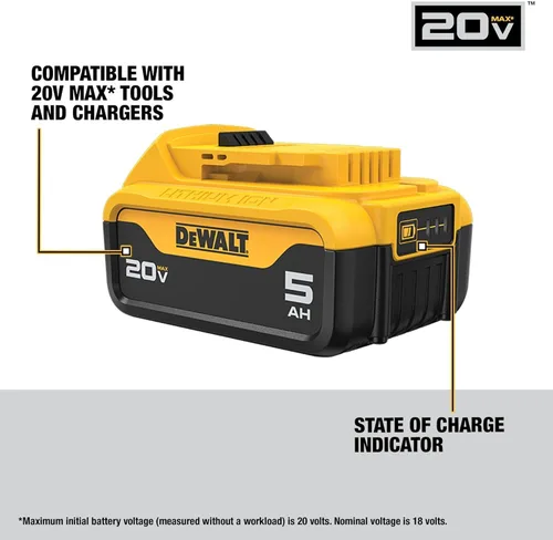 Vista 3 de DEWALT Kit de inicio de batería de iones de litio de 20 V máx. y cargador de 5 Ah (DCB205C)