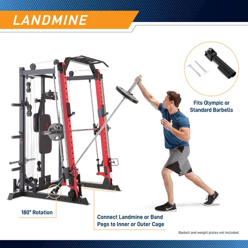 Vista 7 de Marcy Smith Machine Cage System Home Gym - Estante multifunción para gimnasio en casa, estación de entrenamiento personalizable