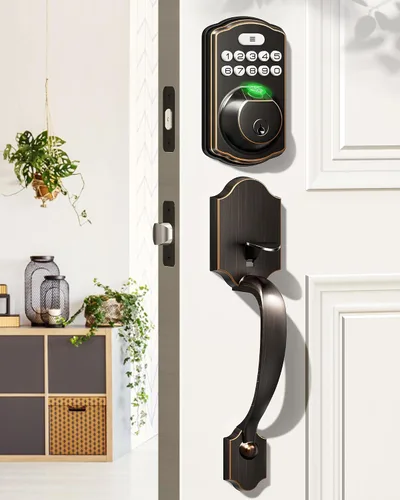 Vista 11 de Veise KS02D - Cerradura de seguridad para huellas dactilares con asa, color negro mate