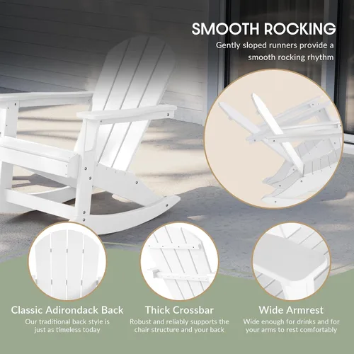 Vista 166 de WestinTrends Silla mecedora Malibu de poliéster para exterior/patio Adirondack, Negra