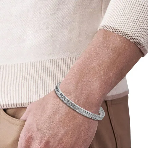 Vista 5 de Geoffrey Beene Mens Stainless Steel Double Franco Chain Bracelet with Extension