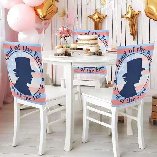 Vista 5 de 4th of July Independence Day Land of Free Blue Silhouette Decorative Birthday Seat Cover for Classroom Chair for Hotel Washable Wedding Chair Covers