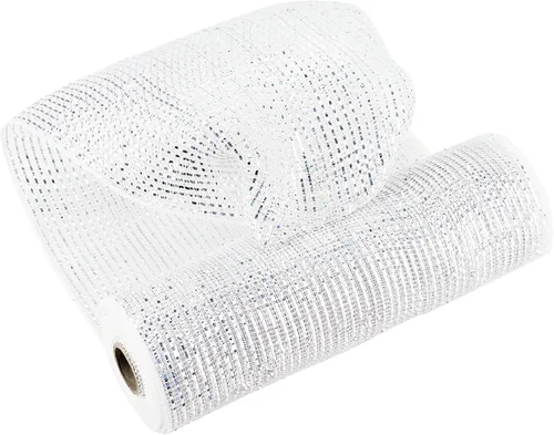 Vista 16 de MEEDEE Cinta de malla dorada de 10 pulgadas de ancho x 30 pies - Rollo de malla metálica decorativa para coronas de árbol de Navidad, guirnalda