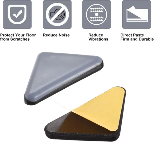 Vista 4 de uxcell 1.772 in x 1.378 in x 1.378 in triángulo PTFE muebles deslizantes, adhesivo autoadhesivo para pisos de madera, azulejos de cerámica