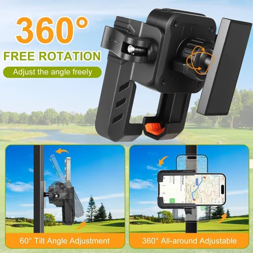 Vista 5 de Soporte magnético para carrito de golf, compatible con EZGO/Club Car/Yamaha, con imanes N52 mejorados y rotación de 360°, soporte de teléfono