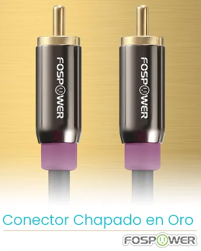 Vista 3 de FosPower Cable de subwoofer (6 pies) RCA a RCA Audio estéreo, macho a macho - Cable blindado doble Conector chapado en oro de 24 quilates
