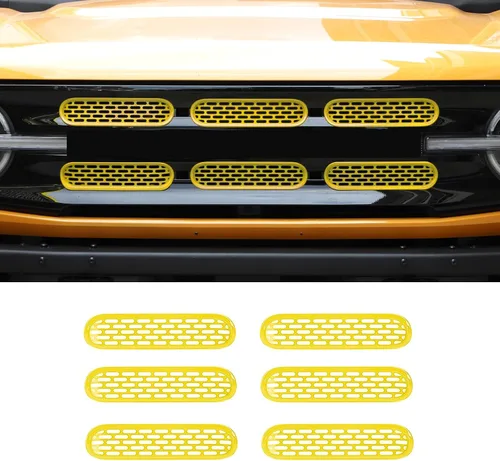Vista 8 de Kit de 6 piezas de rejilla de malla para parrilla delantera, marco de cubierta, para Ford Bronco 2021-2024 de 2/4 puertas, accesorios exteriores