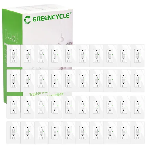 Vista 69 de Greencycle Toma GFCI de 15 amperios con puertos USB C y USB A, 1 unidad de toma eléctrica GFCI de prueba automática con USB, con indicador LED