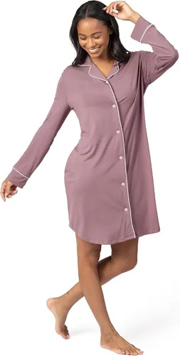 Vista 6 de Kindred Bravely Camisón de lactancia con botones Clea Camisón de maternidad de manga larga