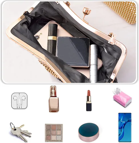 Vista 4 de Bolso de mano de noche para mujer, bolso de cristal con diamantes de imitación
