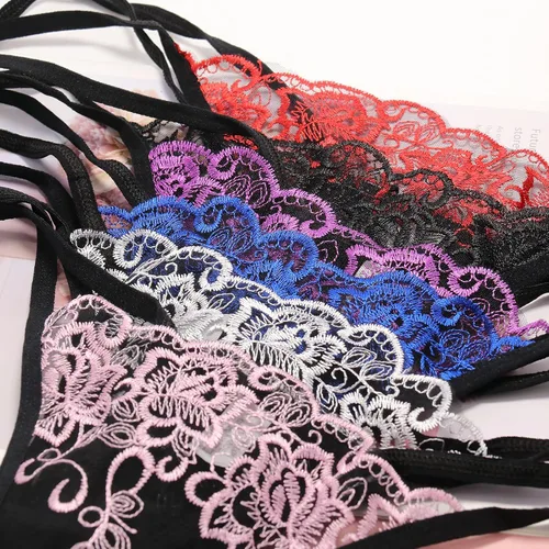 Vista 5 de HTRUIYA Bragas de lazo lateral sexy para mujer, tanga, ajustable, transparente, hilo de malla, ropa