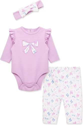 Vista 18 de Little Me Conjunto de 3 piezas para bebé, 100% algodón, body con diadema y pantalón a juego, de 3 meses a 24 meses