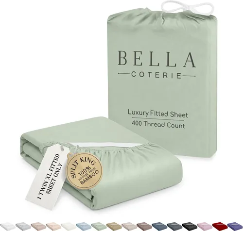 Vista 22 de Bella Coterie - Sábana bajera ajustable de viscosa de bambú de lujo, tamaño individual, 100% cultivada orgánicamente, ultrasuave, refrescante